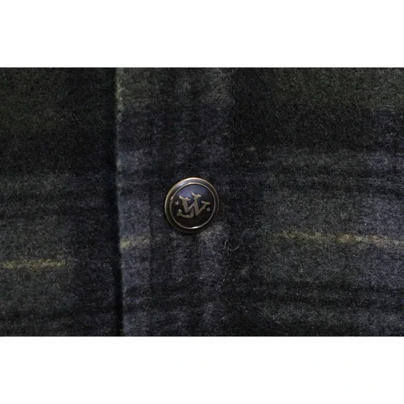 John Wayne Shirt Fleece Jacket size 2XL Green Plaid Mock 1/4 Snap Up Long Sleeve - Picture 3 of 8